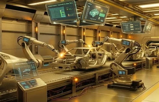 Painting robots on an automotive line